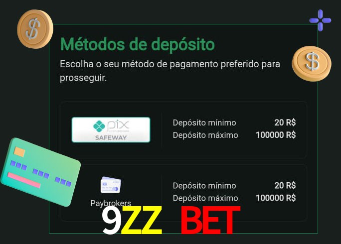 O cassino 9ZZ Bet oferece uma grande variedade de métodos de pagamento